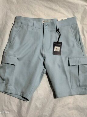 Rockport Men’s Tech Cargo Shorts NWT Size 30 Light Blue 9” Inseam Stretch